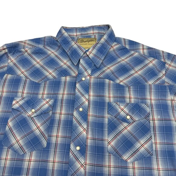 Wrangler Men's Blue & Brown Pearl Snap Western Plaid SS Shirt Lot Of 2, Size 2XL - Picture 8 of 9